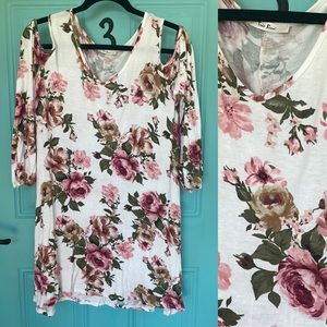 Boutique floral cold shoulder dress
